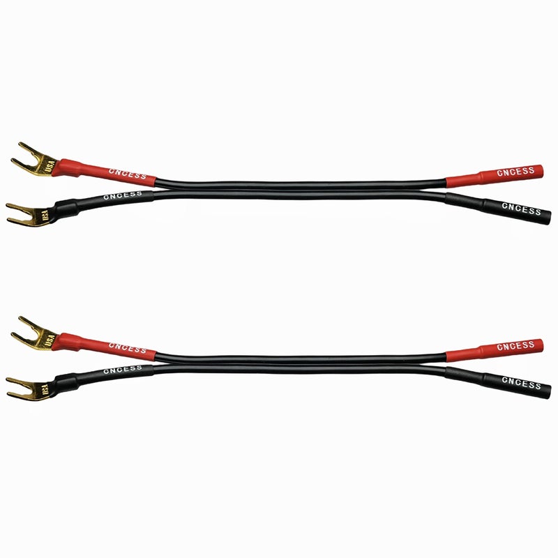 CNCESS CESS-079 Banana Plug to Spade Plug Adapter Cable, Female Banana Jack to Large Spade, 12 AWG Tinned Copper Wire, 6-Inch Length (Large Spade) - Image 4